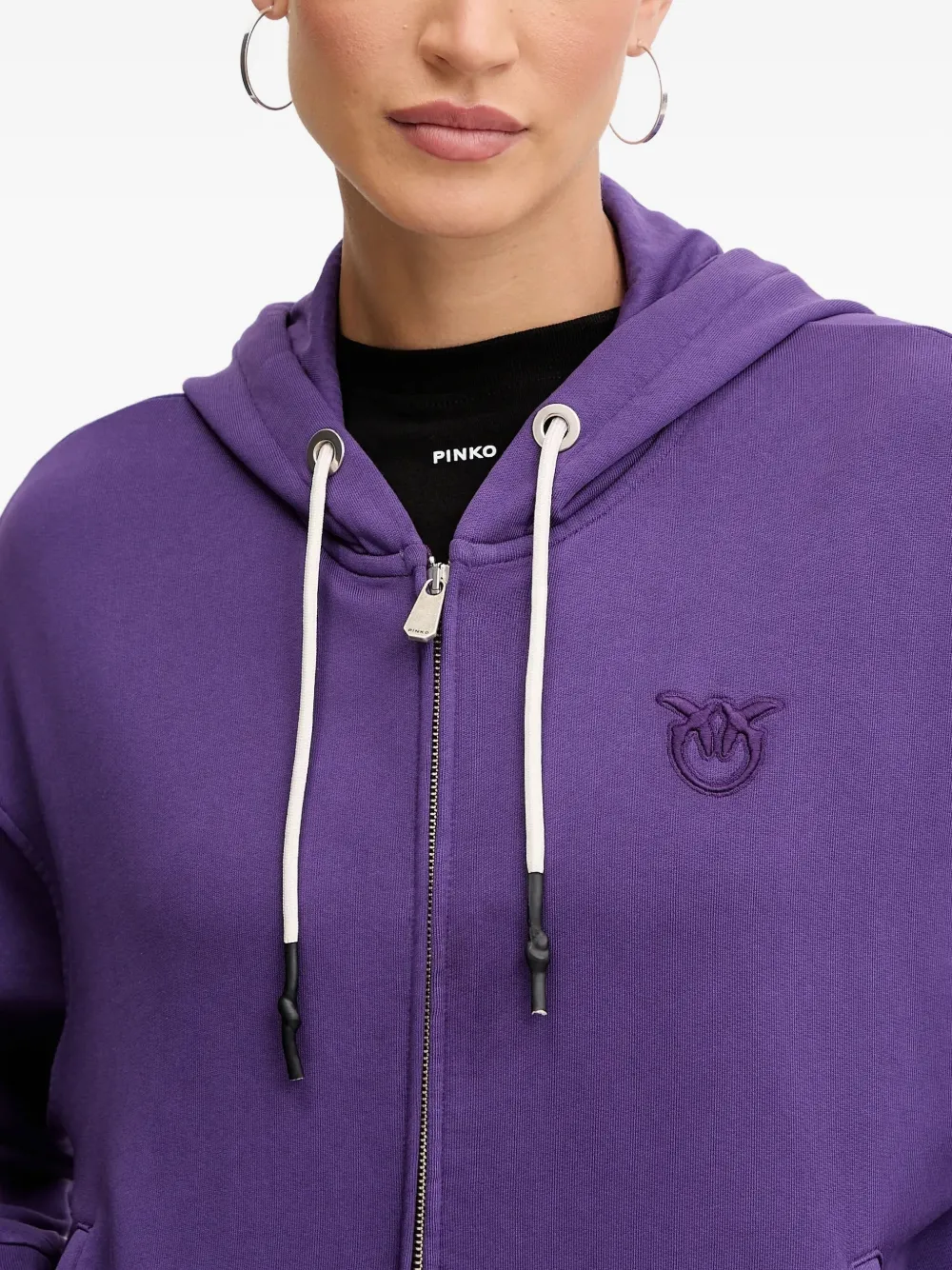 Pinko Hooded Zipped Hoodie In Purple