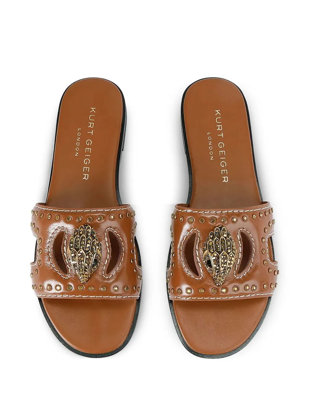 Kurt Geiger London Sandalen met studs en adelaarshoofd Bruin