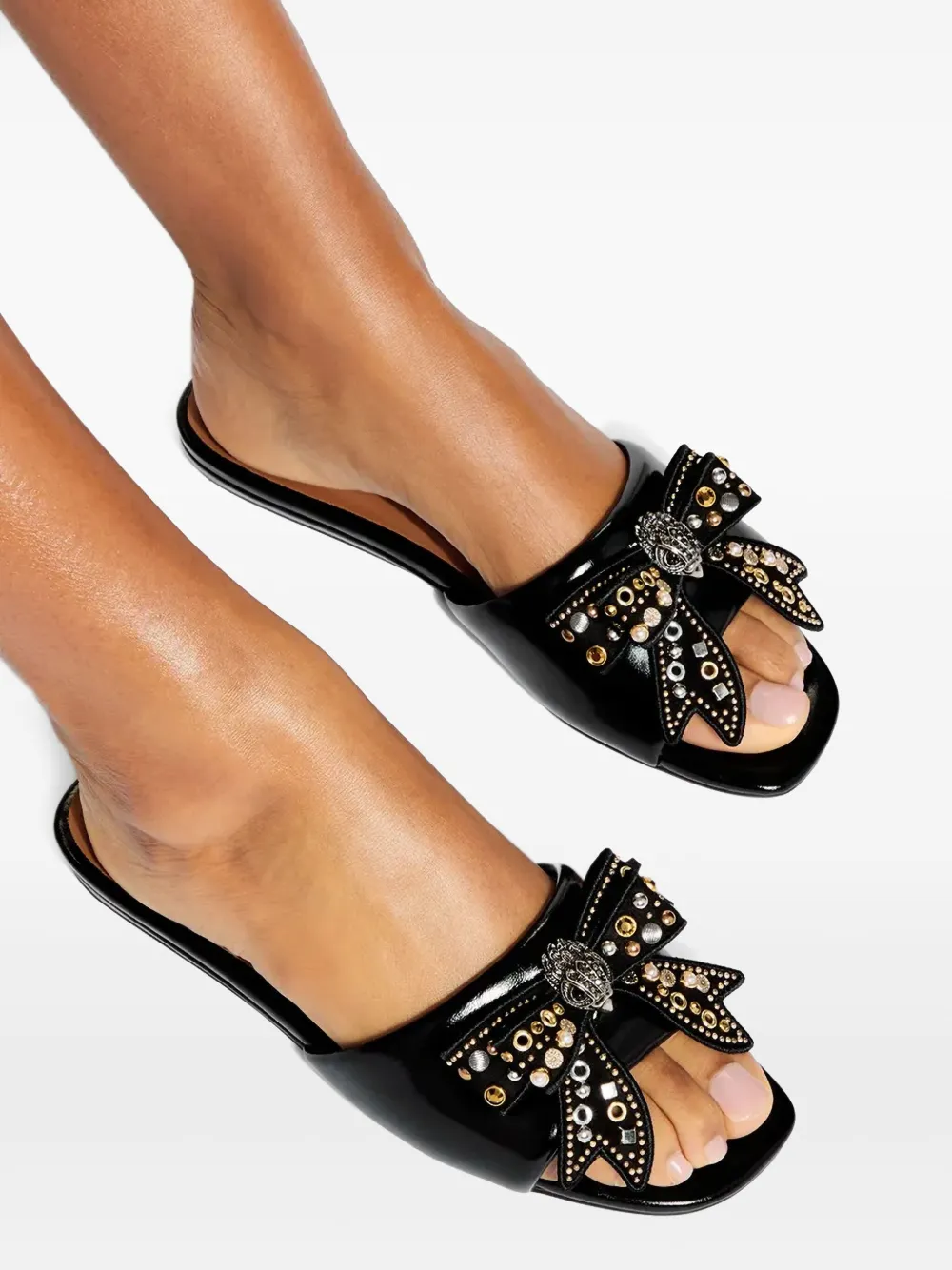 Kurt Geiger London Verfraaide platte sandalen met strik Zwart