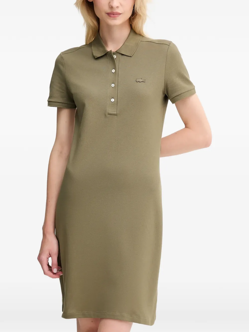 Lacoste Polo-collar Mini Dress In Green