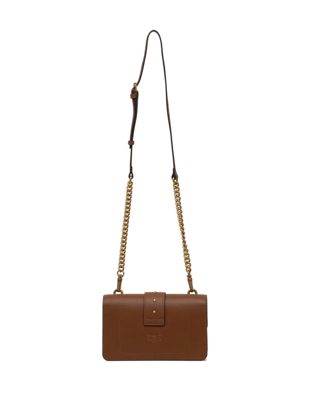 Pinko Small Love Leather Crossbody In Brown
