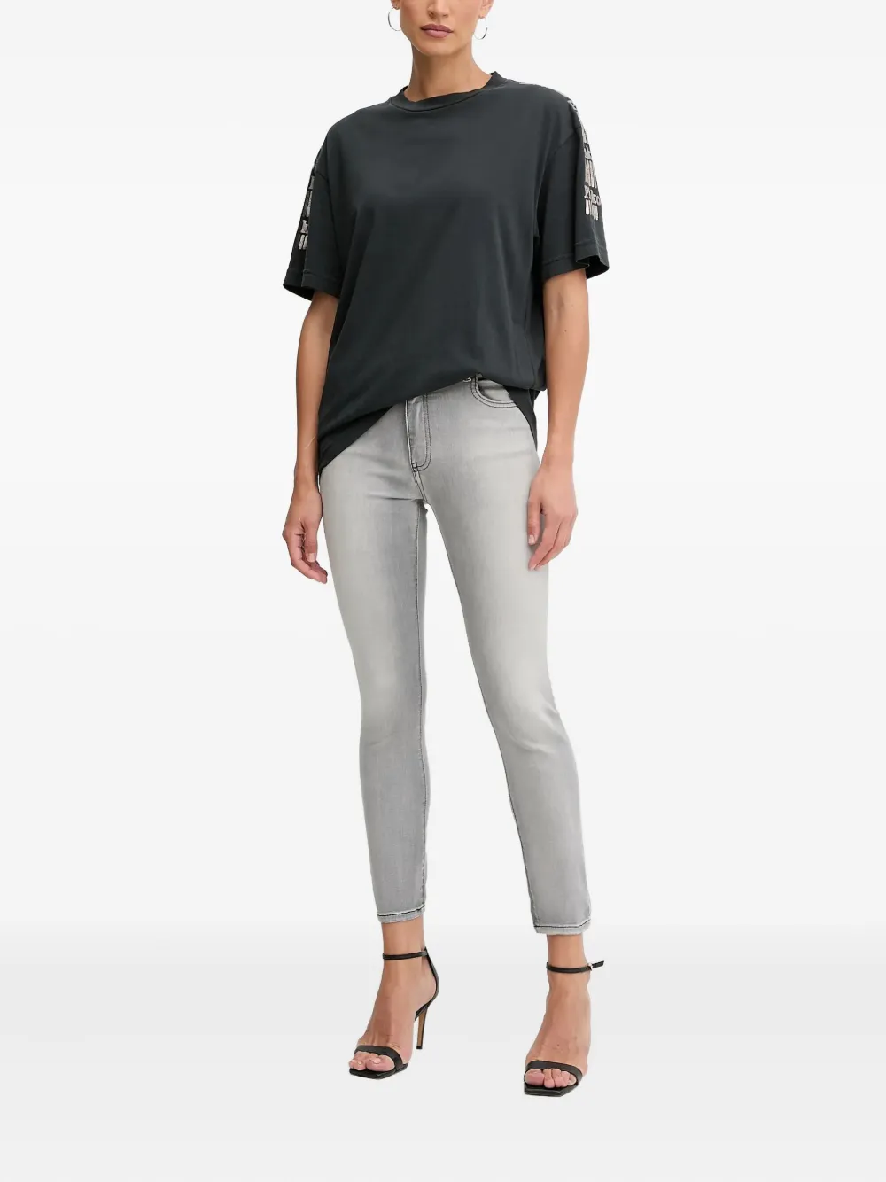 PINKO T-shirt met korte mouwen en logo Grijs