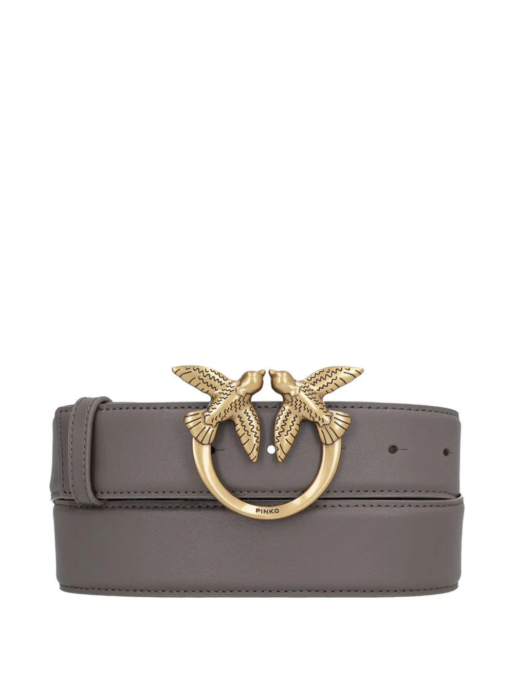 Pinko Love Birds Leather Belt In Brown
