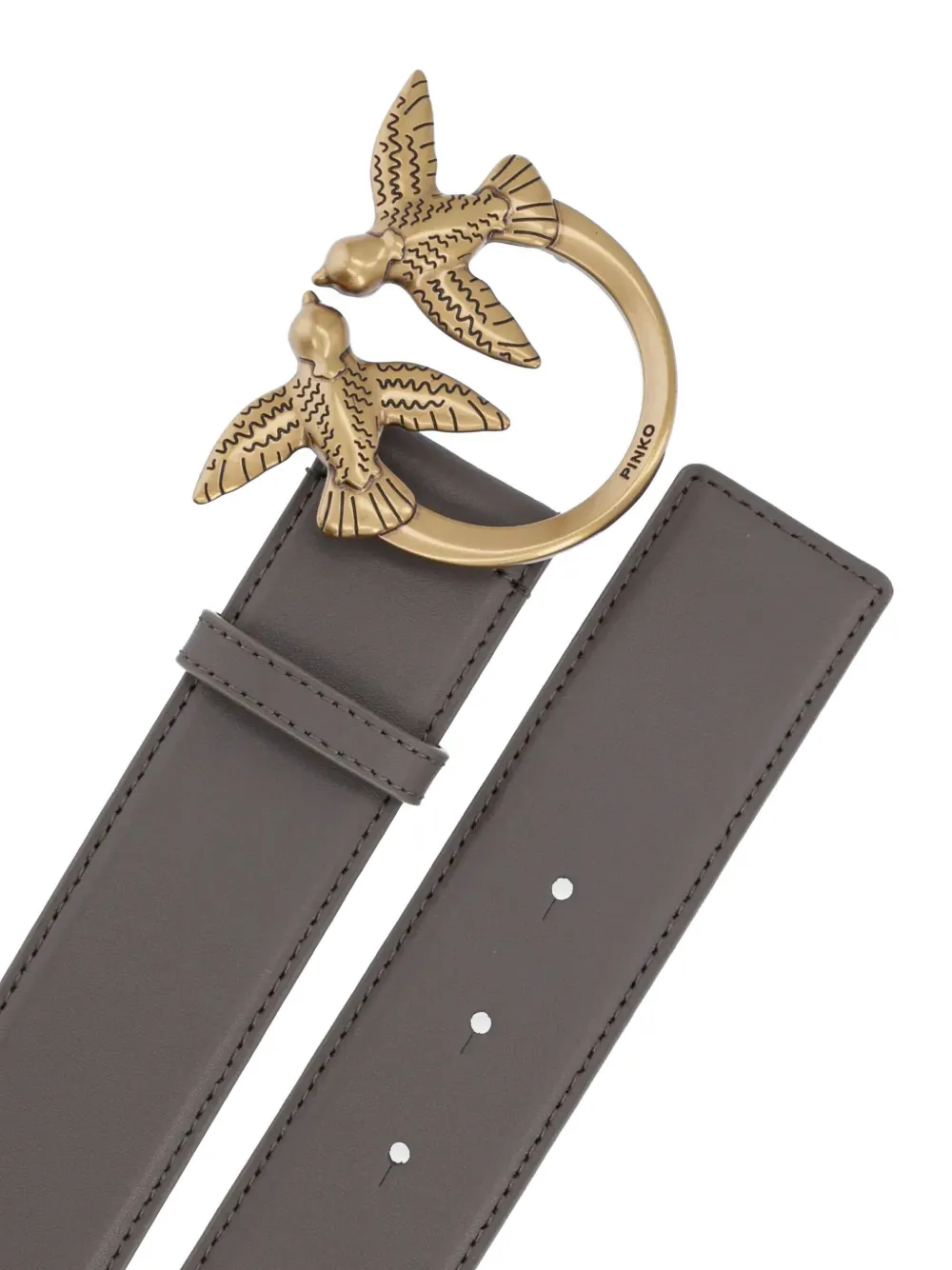 Pinko Love Birds Leather Belt In Brown