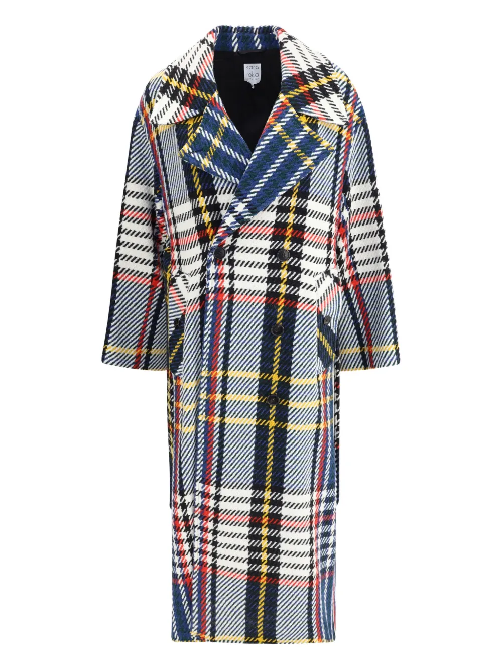 Sara Roka checked double-breasted coat | Blue | Image 1
