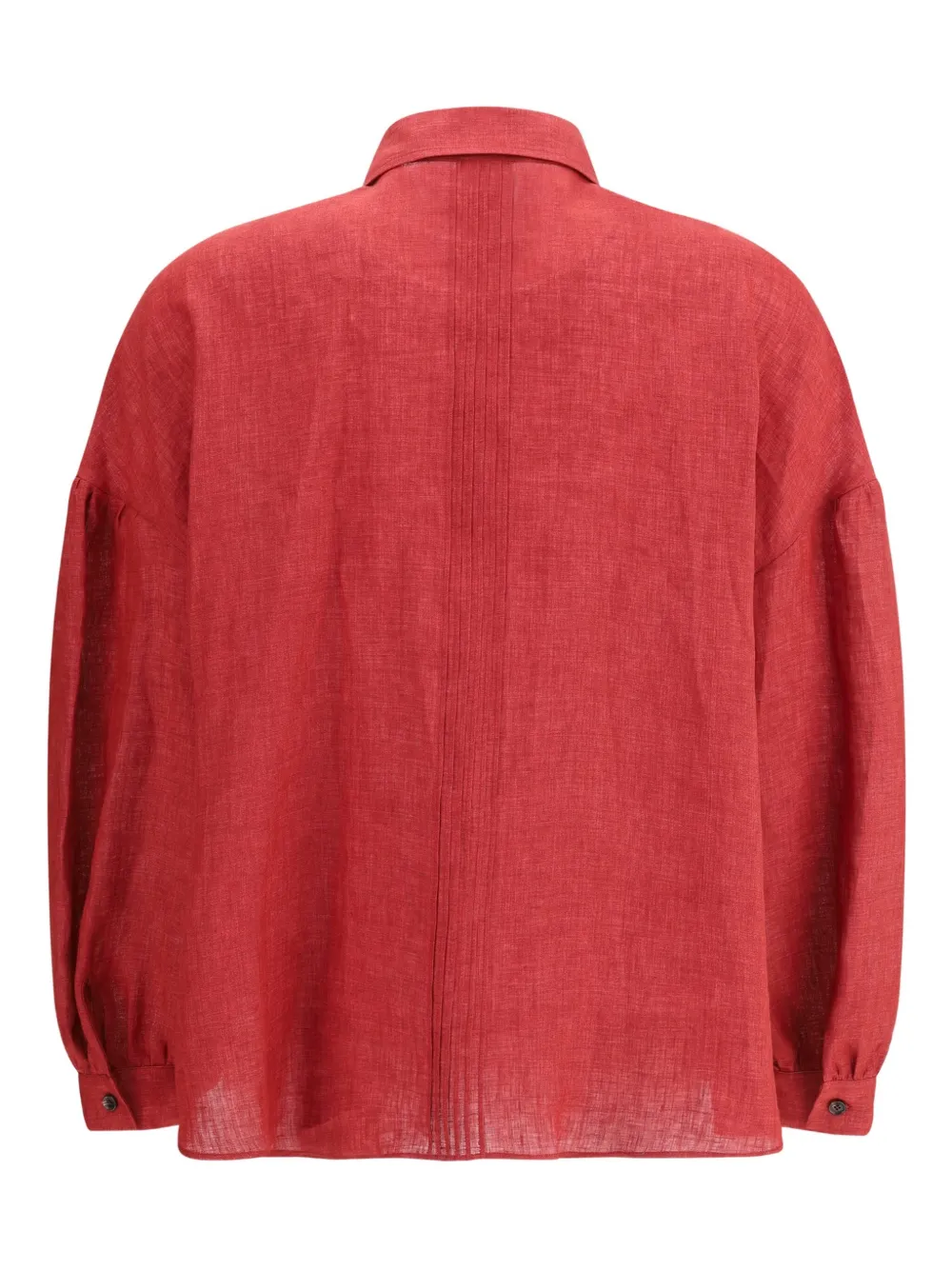 Kiton pleated-front linen shirt - Rood