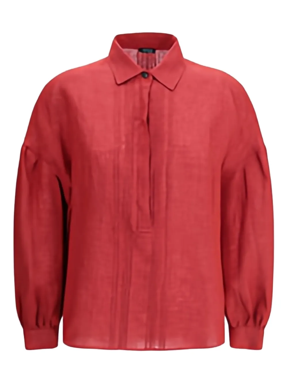 Kiton Pleated-front Linen Shirt In Red