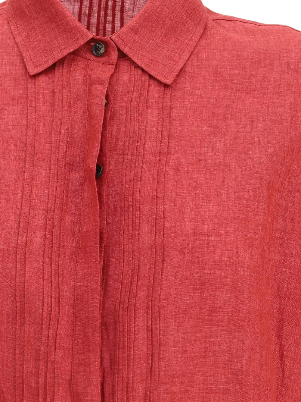 Kiton Pleated-front Linen Shirt In Red