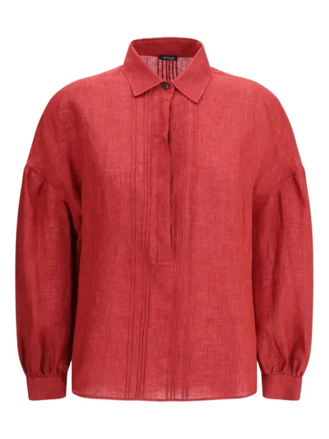Kiton pleated-front linen shirt