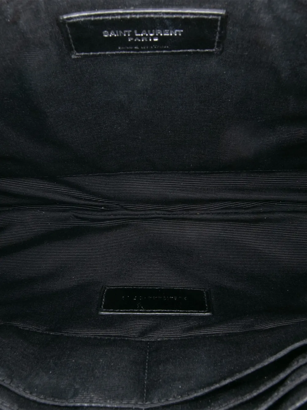 Pre-owned Saint Laurent 2018 Calfskin Matelasse Monogram Document Holder Clutch Bag In Black