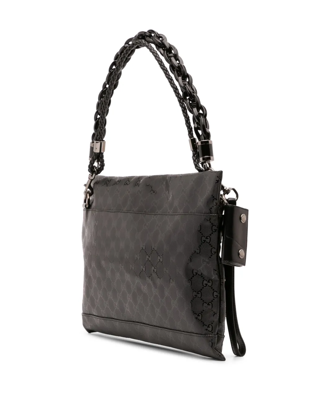Pre-owned Gucci 2016-2025 Gg Imprime Studded Shoulder Bag In Black