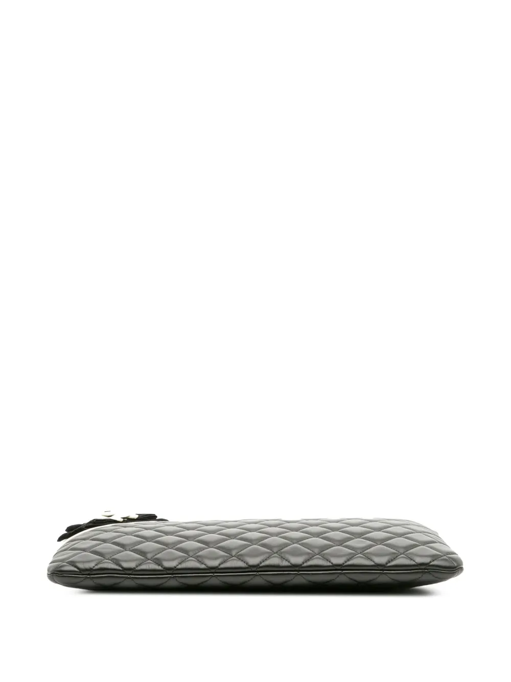 Pre-owned Chanel 2016-2017 Large Quilted Lambskin Camellia O Case Clutch Bag In White