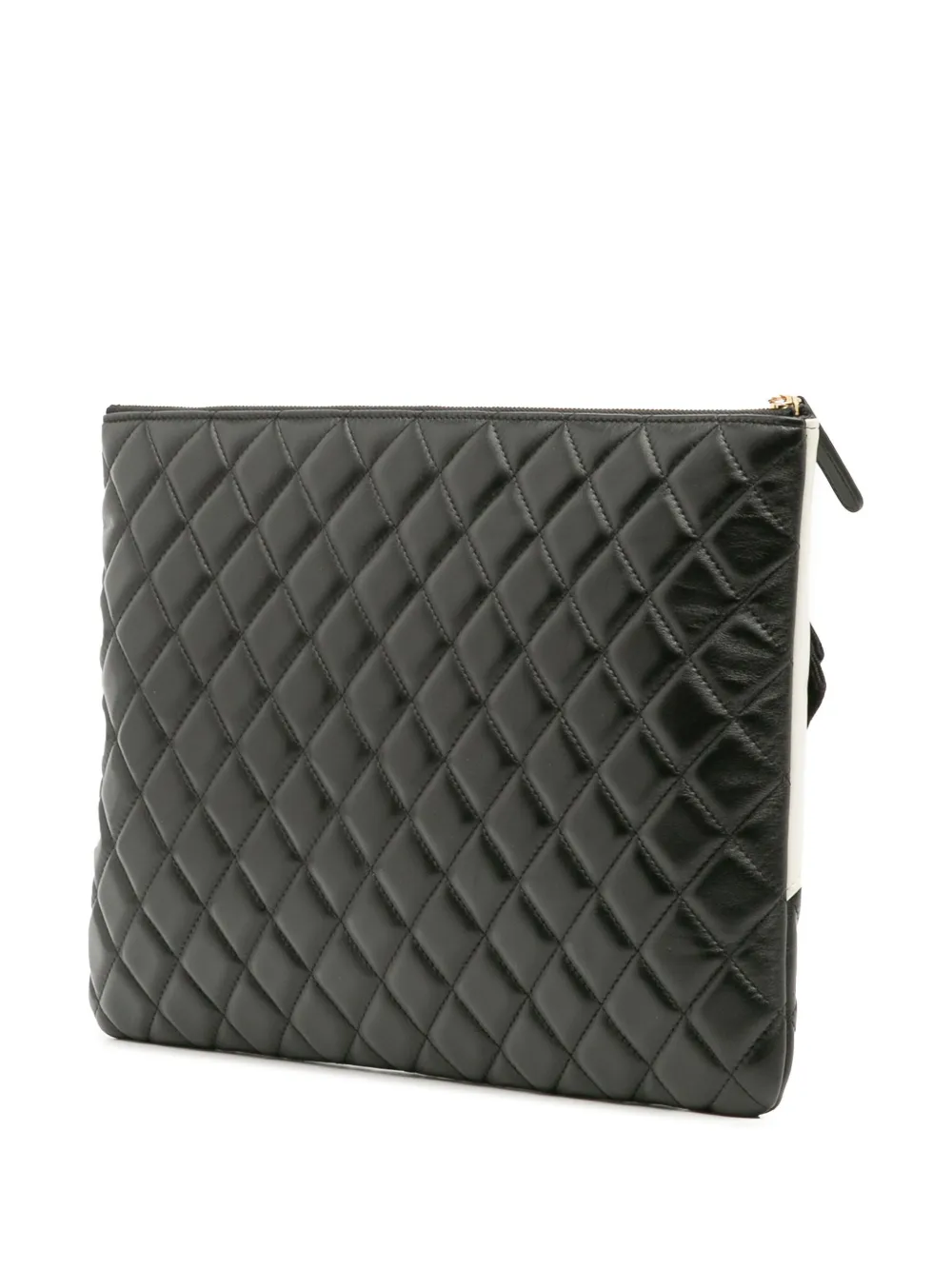 Pre-owned Chanel 2016-2017 Large Quilted Lambskin Camellia O Case Clutch Bag In White