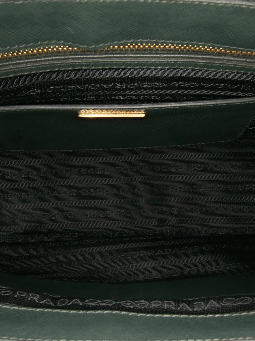 Pre-owned Prada 2013-2025 Medium Saffiano Lux Galleria Double Zip Satchel In Green