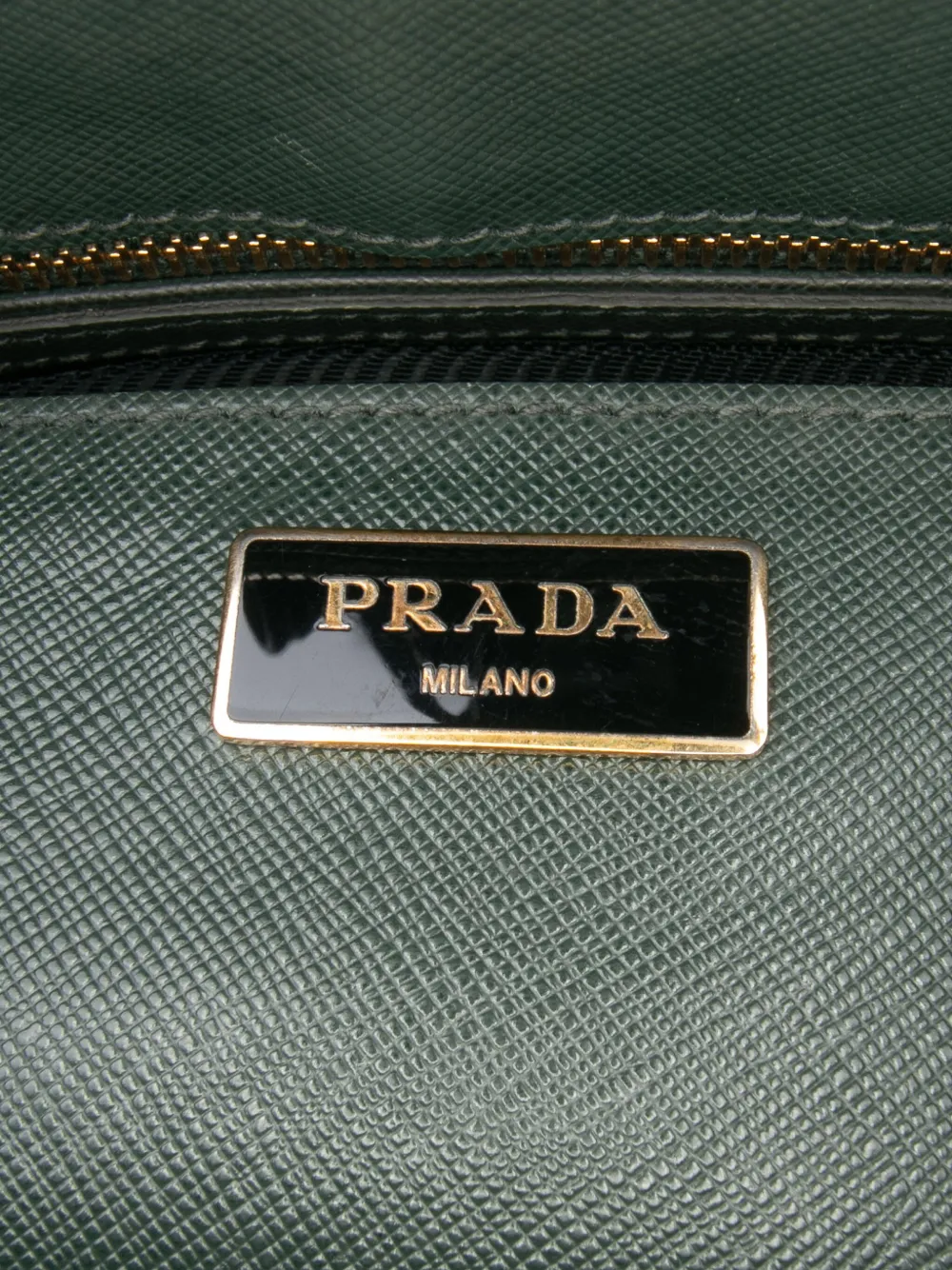 Pre-owned Prada 2013-2025 Medium Saffiano Lux Galleria Double Zip Satchel In Green