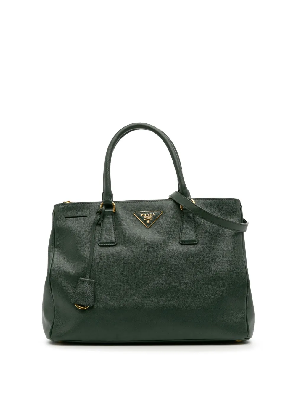 Prada Pre-Owned 2013-2025 ミディアム サフィアーノルクス ガレリア ダブルジップ サッチェルバッグ - グリーン Prada Pre-Owned 2013-2025 ミディアム サフィアーノルクス ガレリア ダブルジップ サッチェルバッグ - グリーン