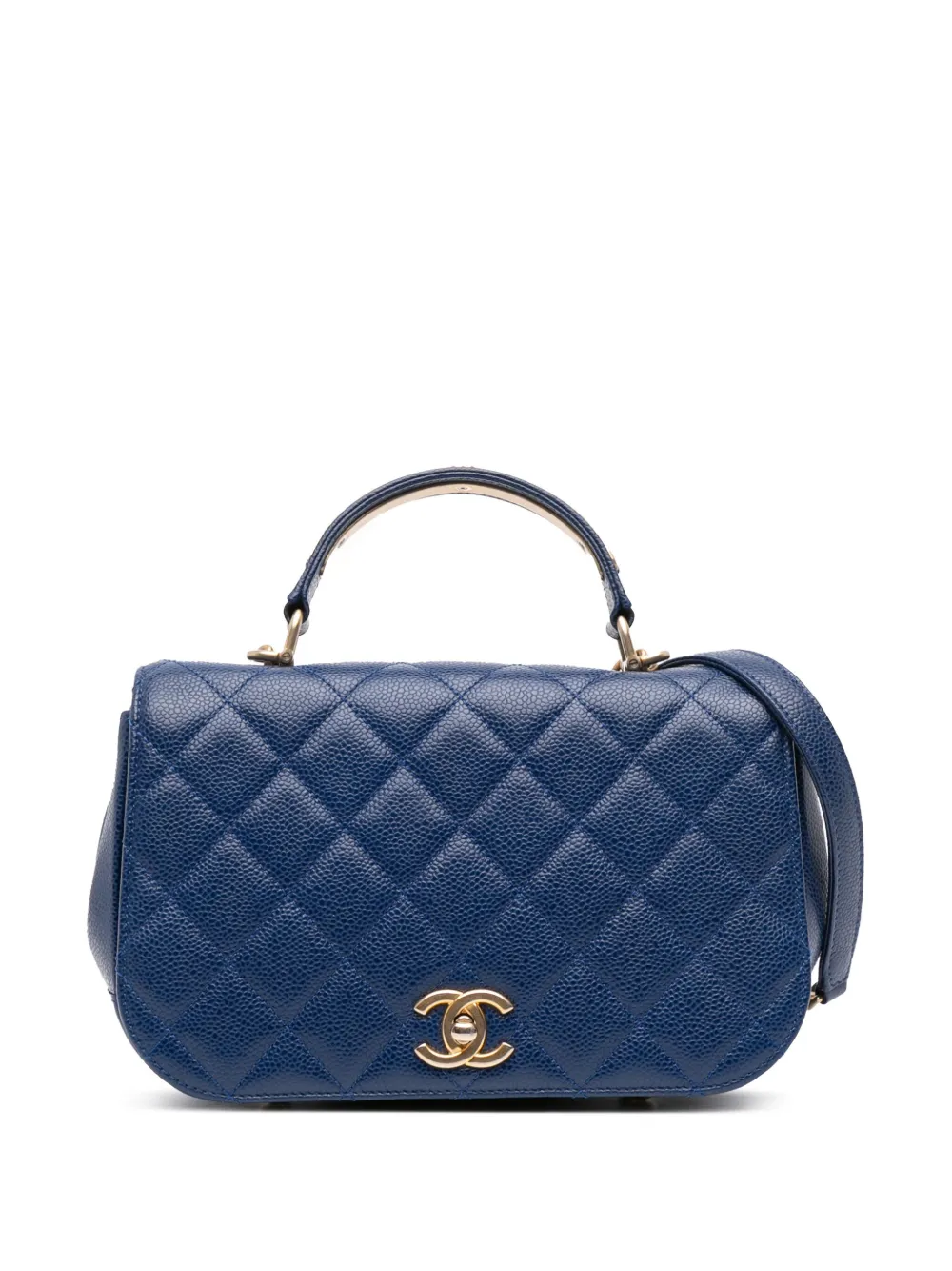 CHANEL Pre-Owned 2017-2018 Small Quilted Caviar Carry Around Flap satchel | Blue | Image 1