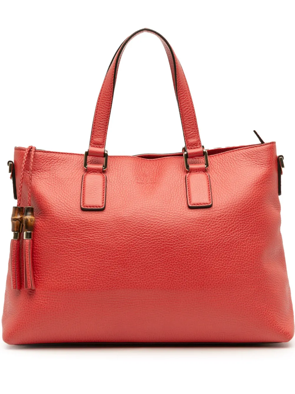 Gucci Pre-Owned 2016-2025 レザー バンブー タッセル サッチェルバッグ - レッド Gucci Pre-Owned 2016-2025 レザー バンブー タッセル サッチェルバッグ - レッド
