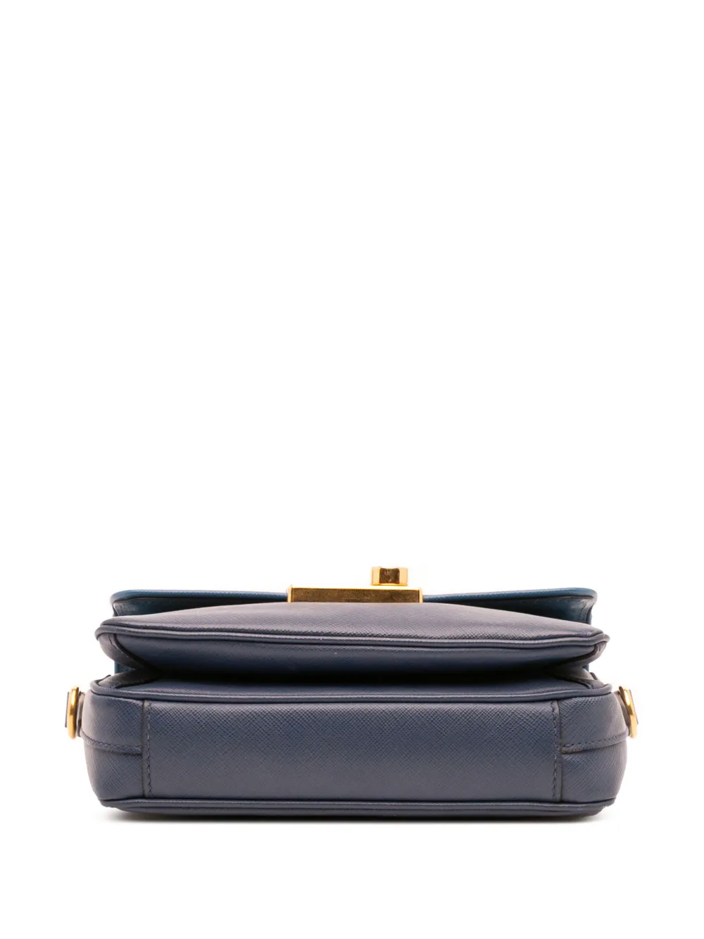 Pre-owned Prada 2010-2025 Bicolor Saffiano Sound Lock Satchel In Blue