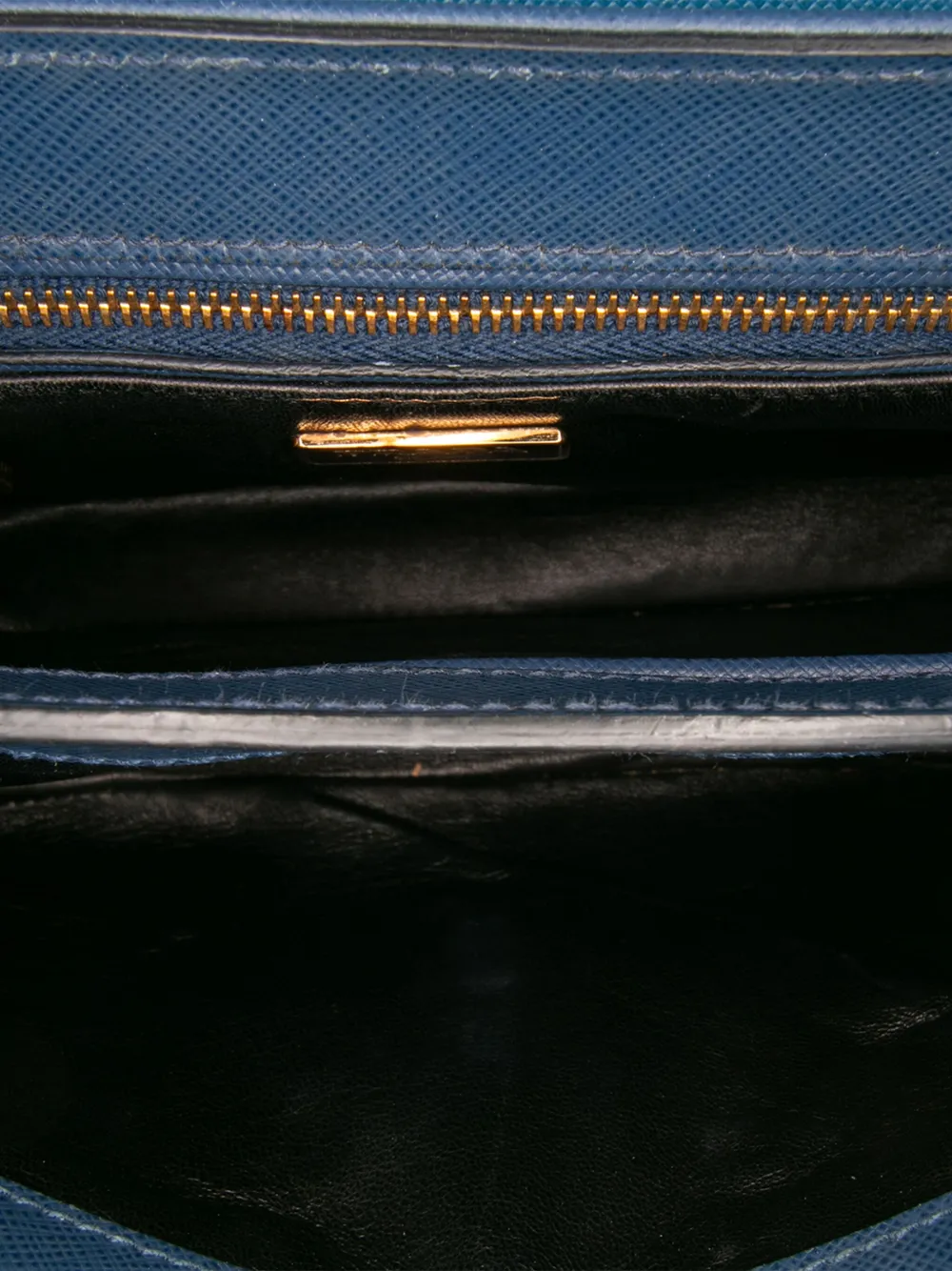 Pre-owned Prada 2010-2025 Bicolor Saffiano Sound Lock Satchel In Blue