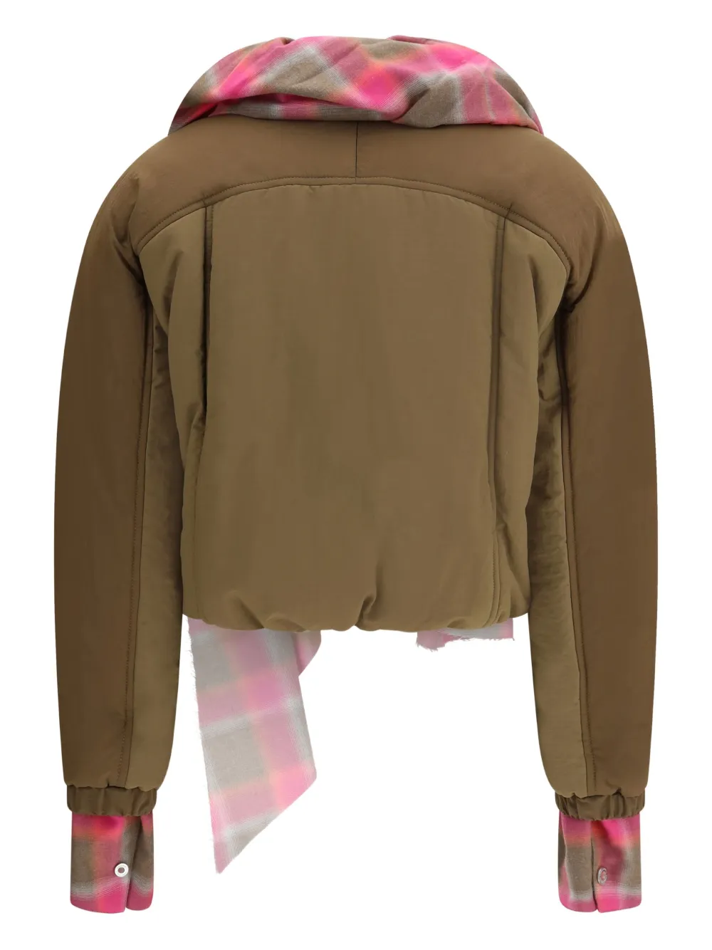  Marbell Plaid-trimmed Puffer Jacket - Brown 
