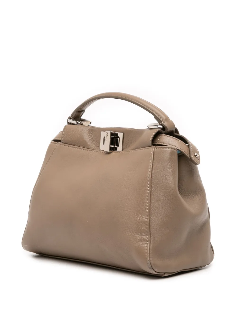 Pre-owned Fendi 2000-2010 Mini Leather Iconic Peekaboo Satchel In Brown