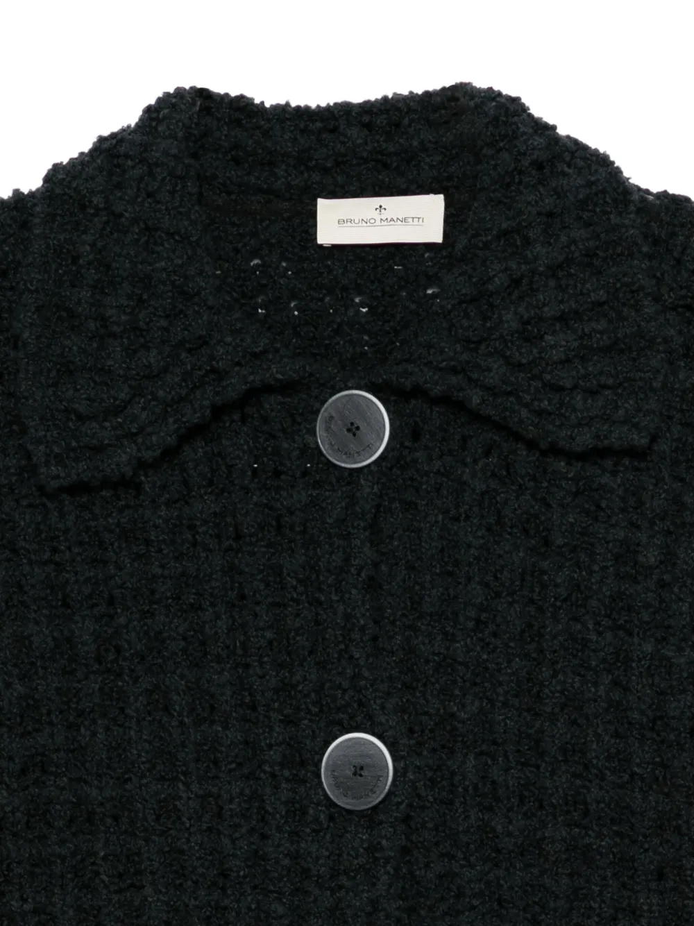 Bruno Manetti Textured Buttoned Cardigan In Black