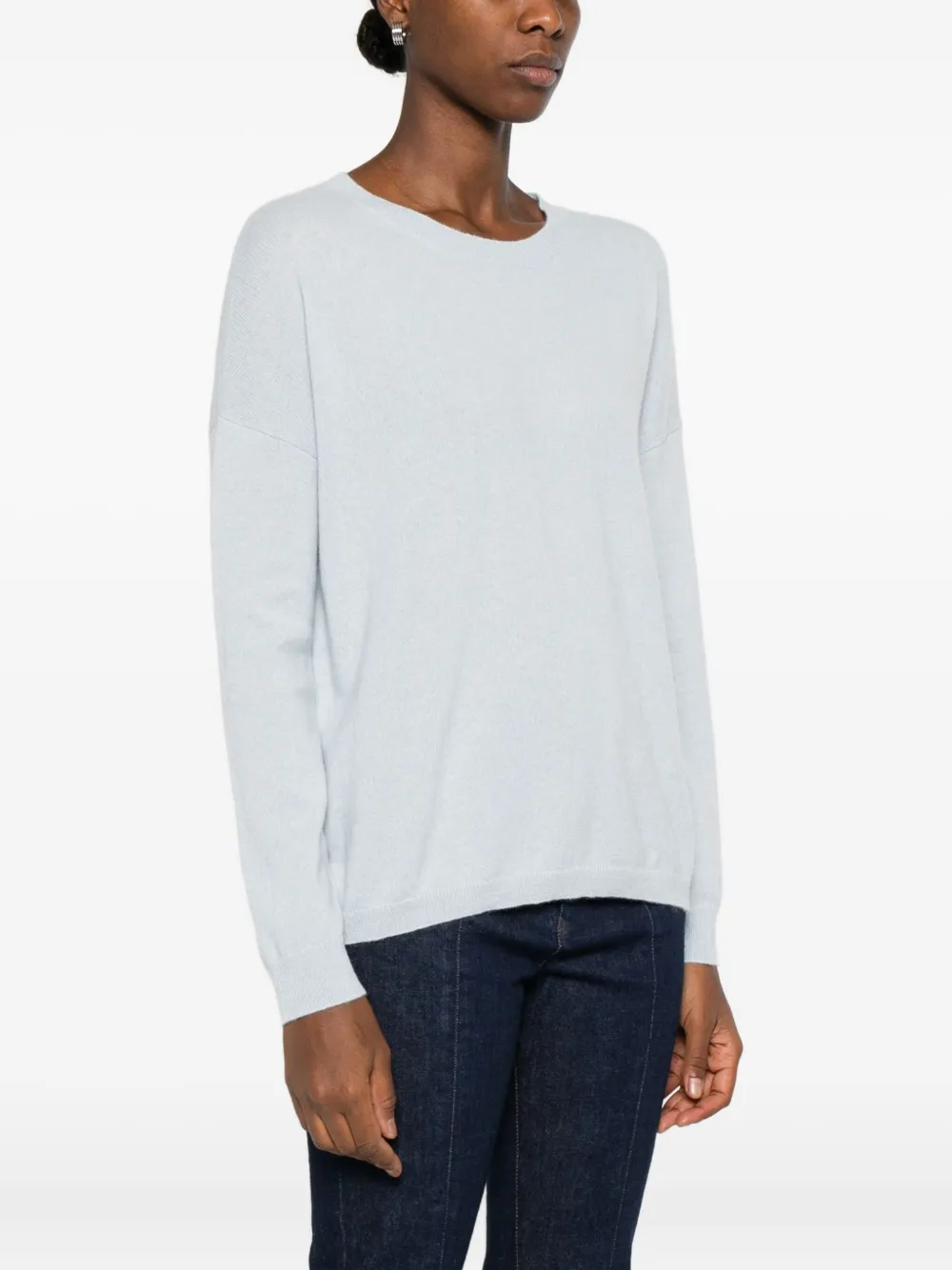 Lisa Yang Trui met ronde hals en lange mouwen Blauw