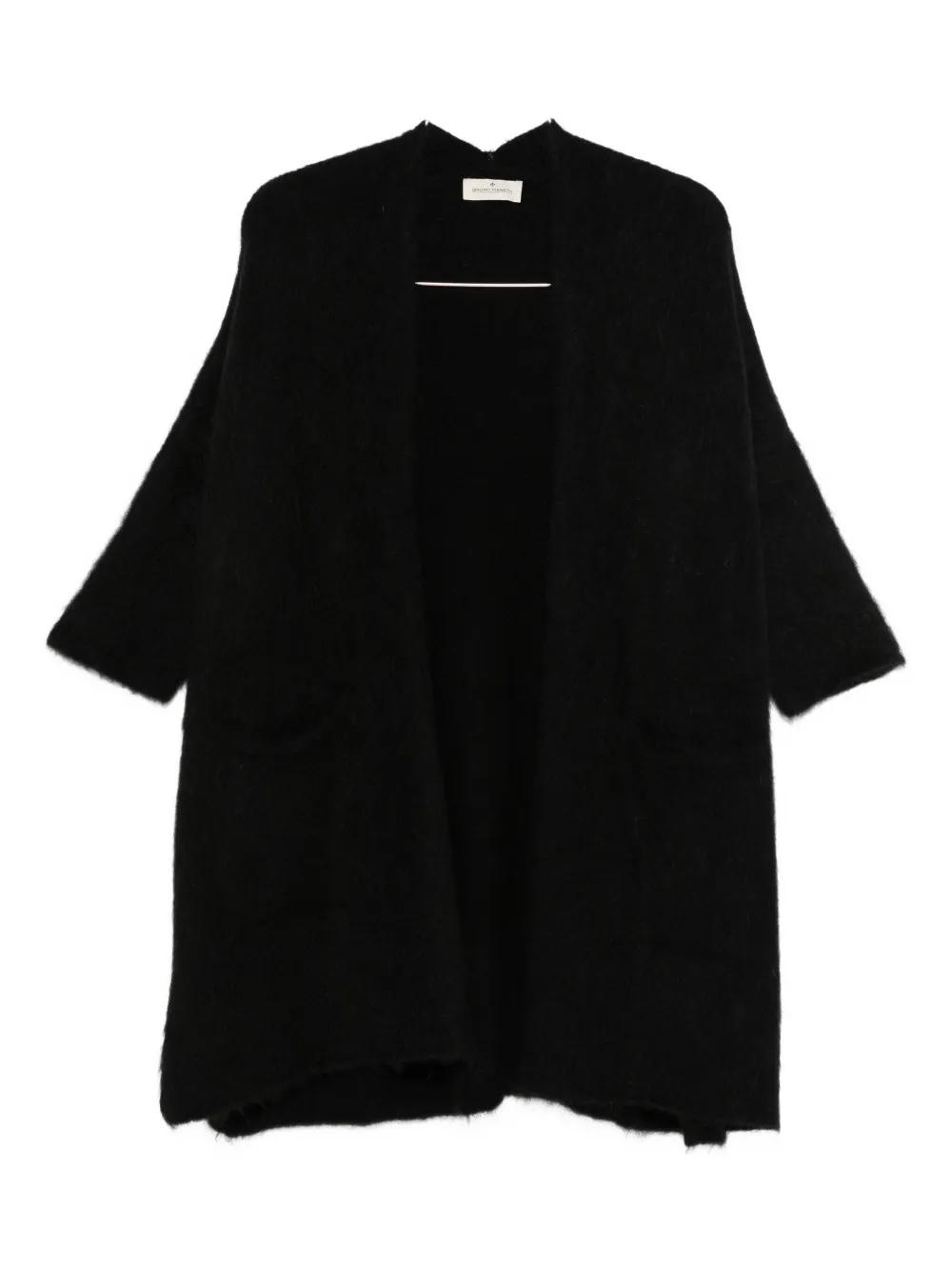 Bruno Manetti Brushed-finish Open-front Coat In Black