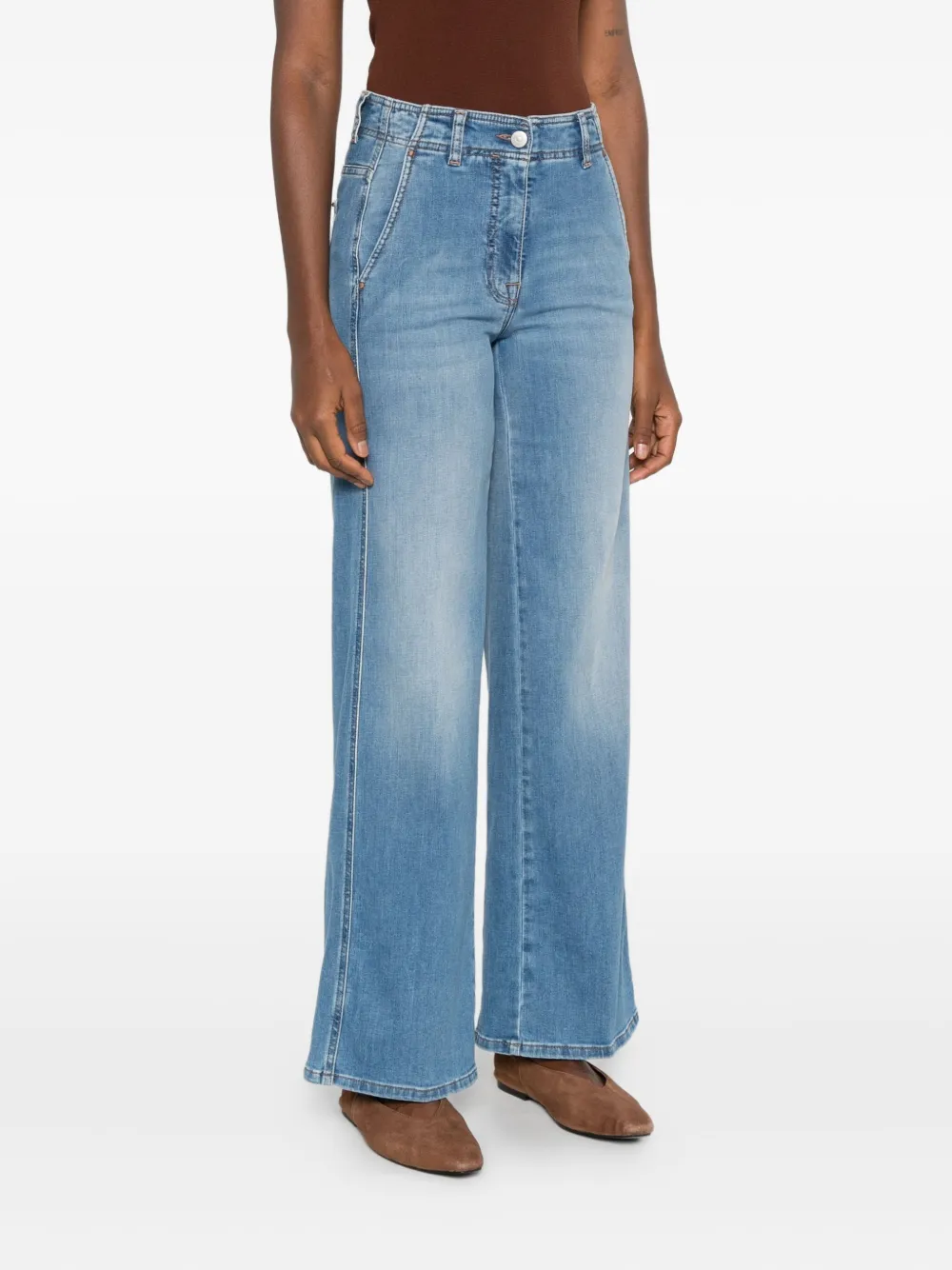 Peserico Jeans met logopatch Blauw