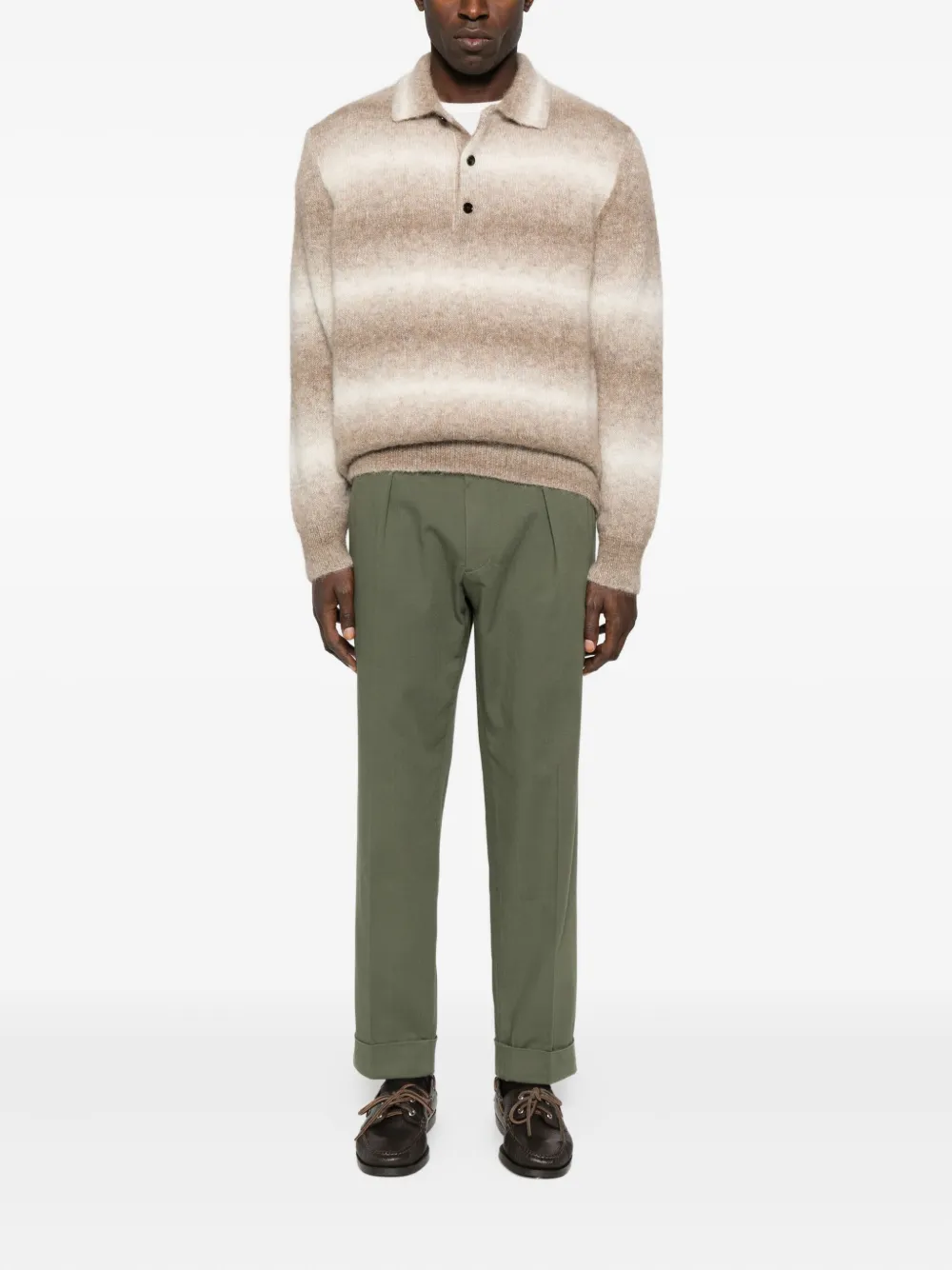 Incotex pleated-cuffed trousers - Groen