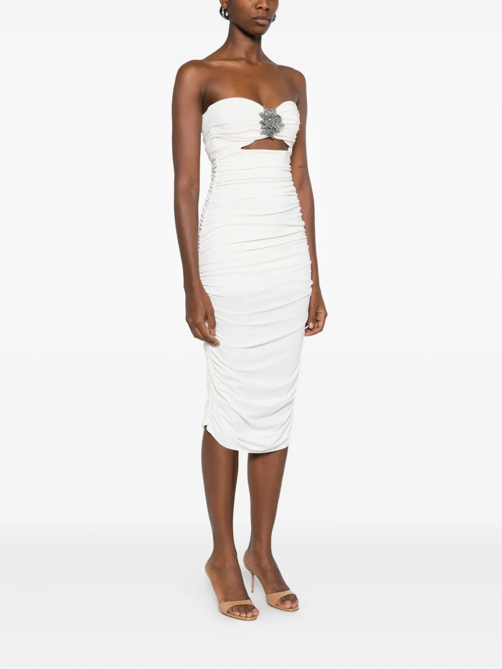 Amen Strapless jurk verfraaid met kristallen Wit
