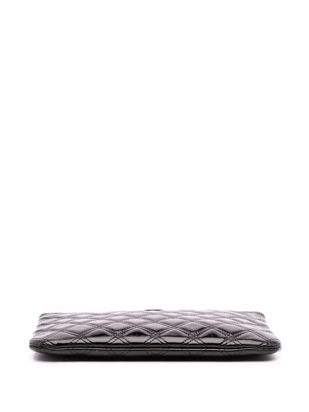 Pre-owned Chanel 2014-2015 Medium Quilted Patent O Case Clutch Bag In Black