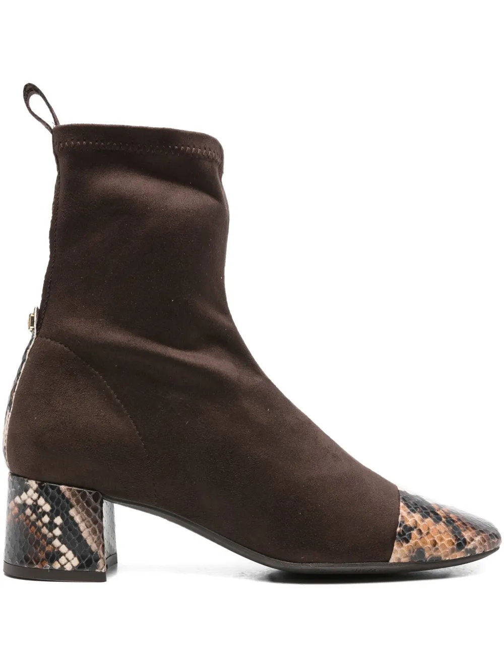 Pedro Miralles 50mm Snakeskin-panel Sock Boots In Brown