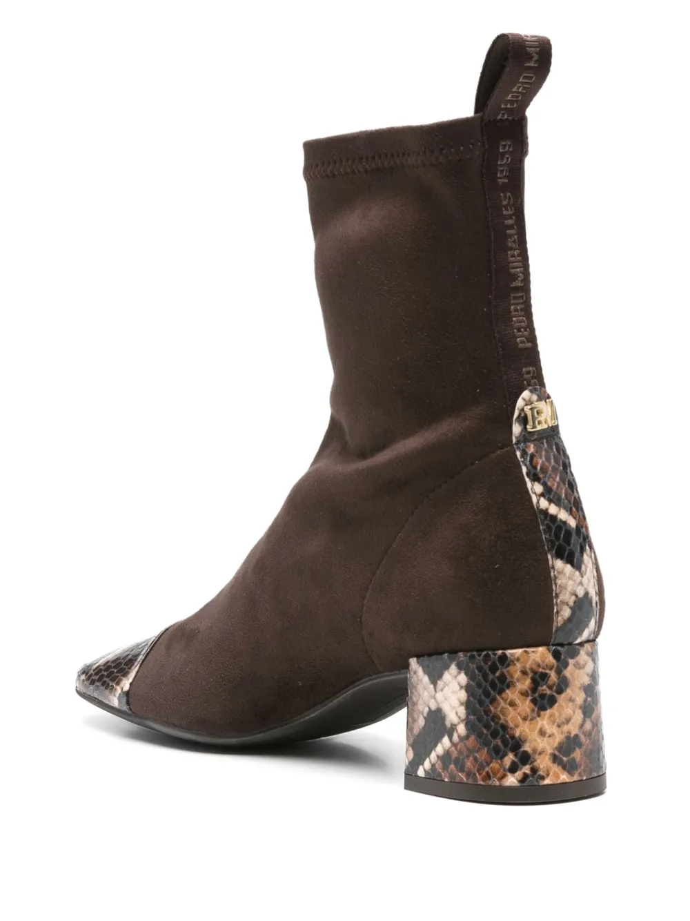 Pedro Miralles 50mm soklaarzen met slangenleer vlak Bruin