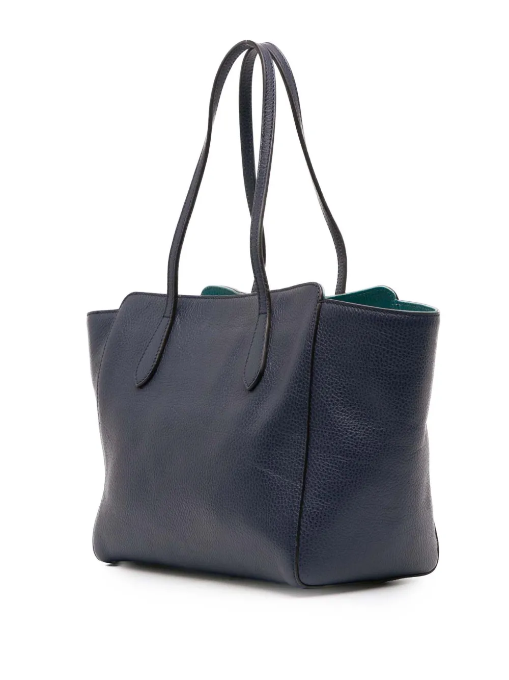 Pre-owned Gucci 2016-2025 Small Leather Swing Tote Bag In Blue