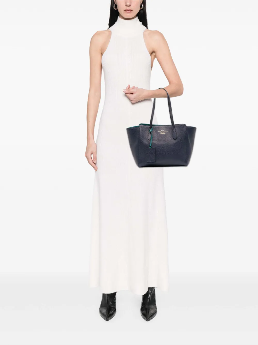 Pre-owned Gucci 2016-2025 Small Leather Swing Tote Bag In Blue