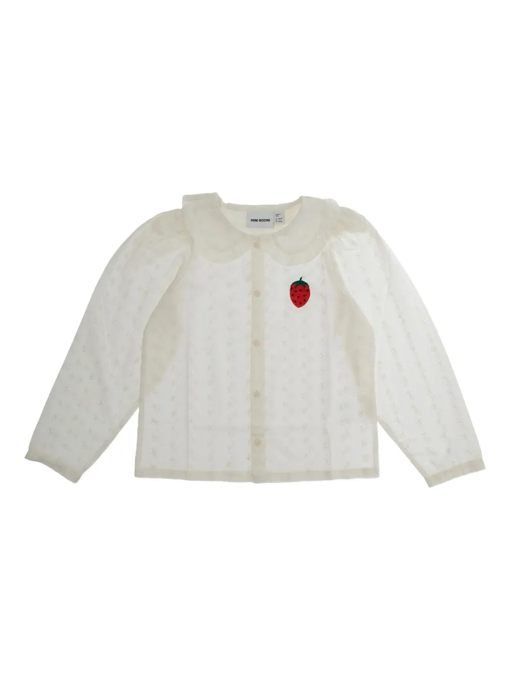 Mini Rodini strawberry-embroidered blouse | White | Image 1