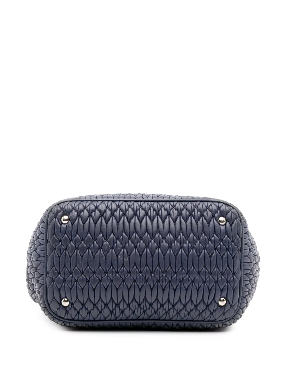 Pre-owned Miu Miu 2010-2025 Matelasse Nappa Crystal Satchel In Blue