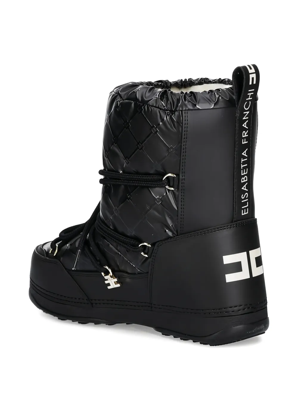 Elisabetta Franchi La Mia Bambina quilted lace-up boots Zwart