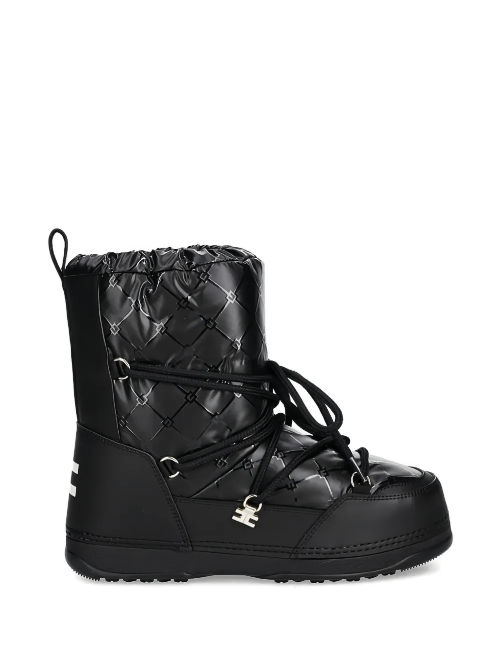 Elisabetta Franchi La Mia Bambina quilted lace-up boots Zwart