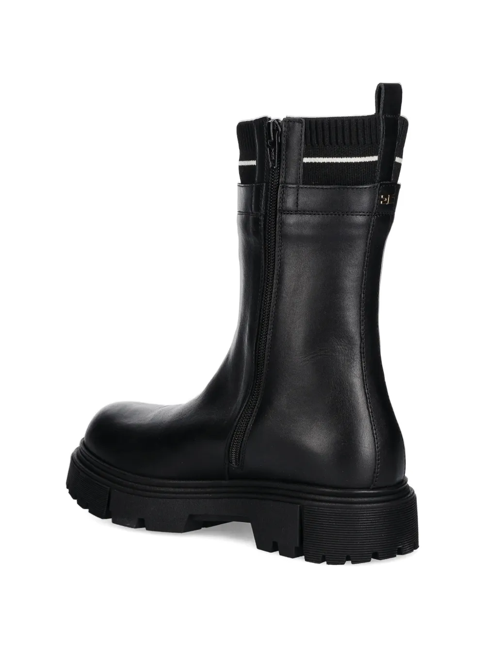 Elisabetta Franchi La Mia Bambina Geribbelde laarzen met logodetail Zwart