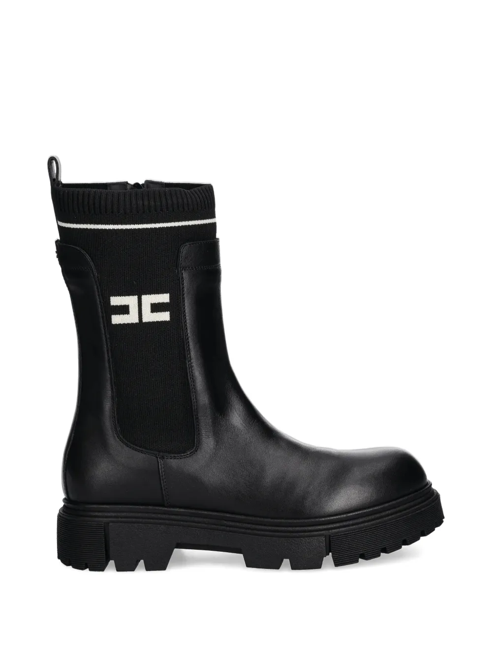 Elisabetta Franchi La Mia Bambina Geribbelde laarzen met logodetail Zwart