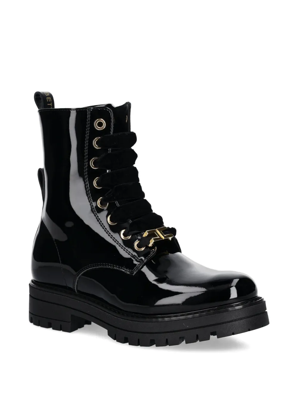 Elisabetta Franchi La Mia Bambina chain-detail lace-up boots - Nero