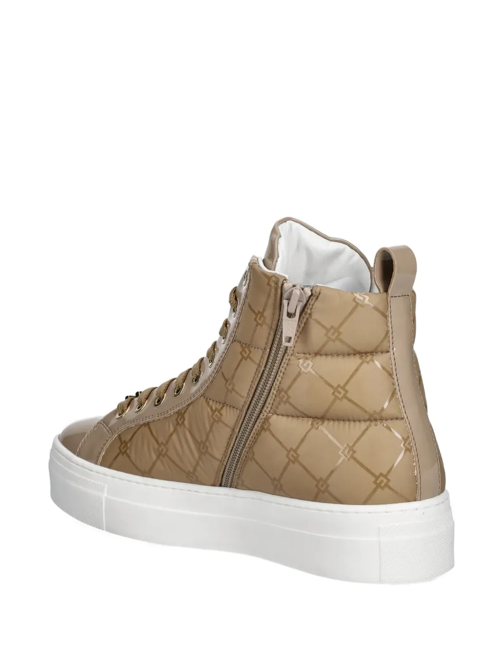 Elisabetta Franchi La Mia Bambina quilted high-top sneakers Beige