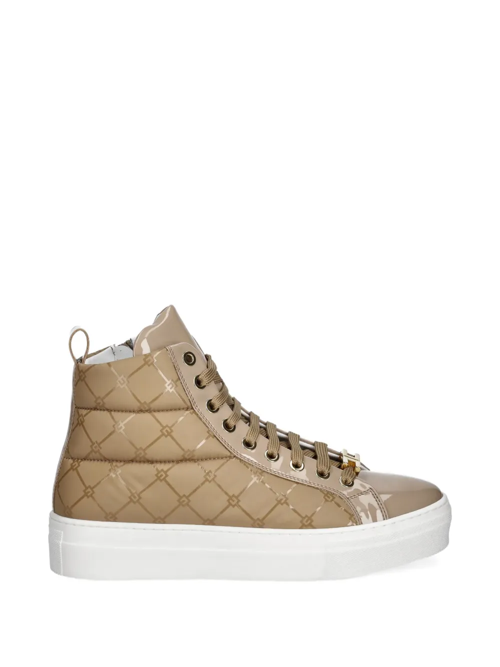Elisabetta Franchi La Mia Bambina quilted high-top sneakers Beige