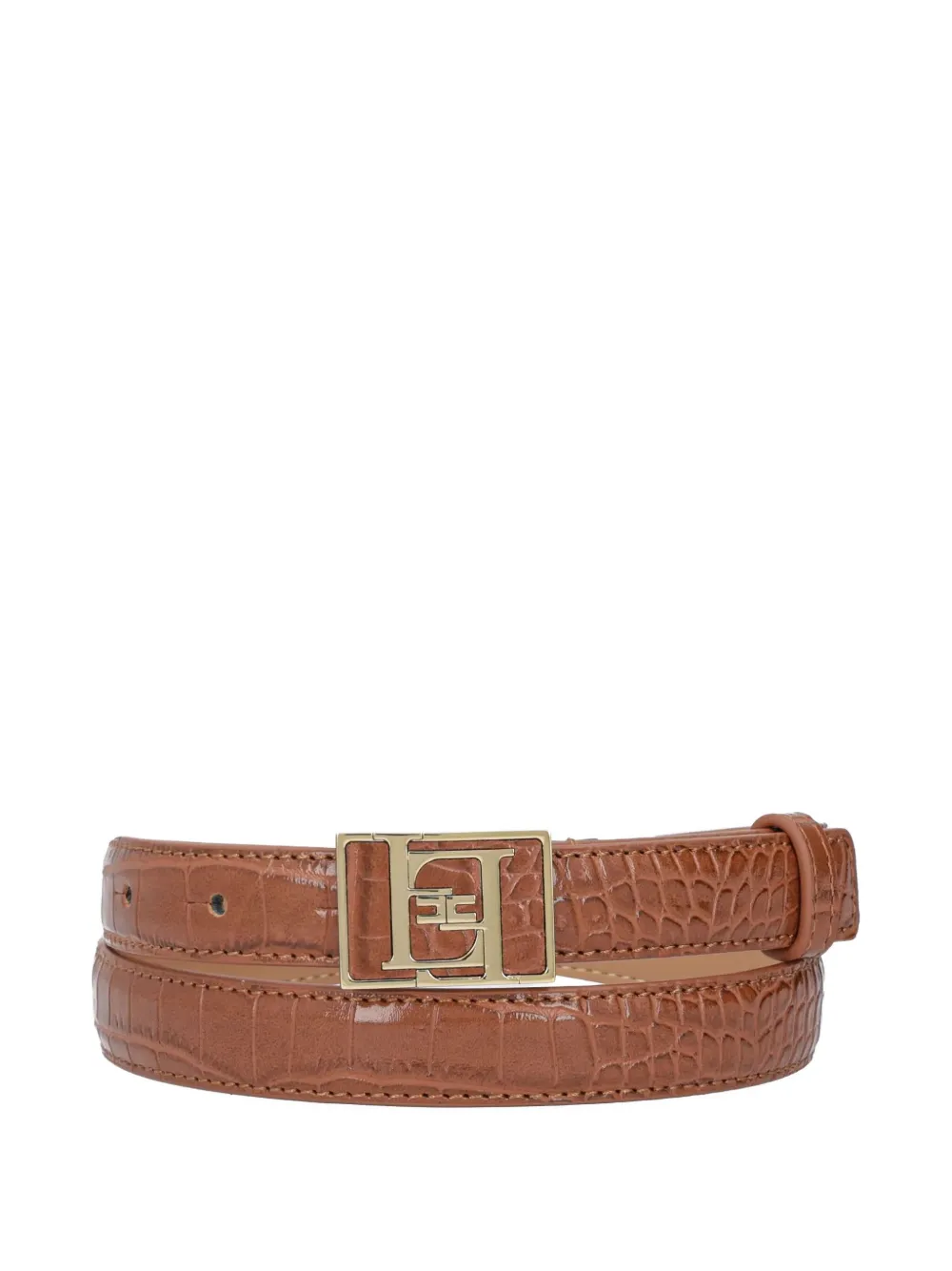 Elisabetta Franchi Crocodile-effect Belt In Brown