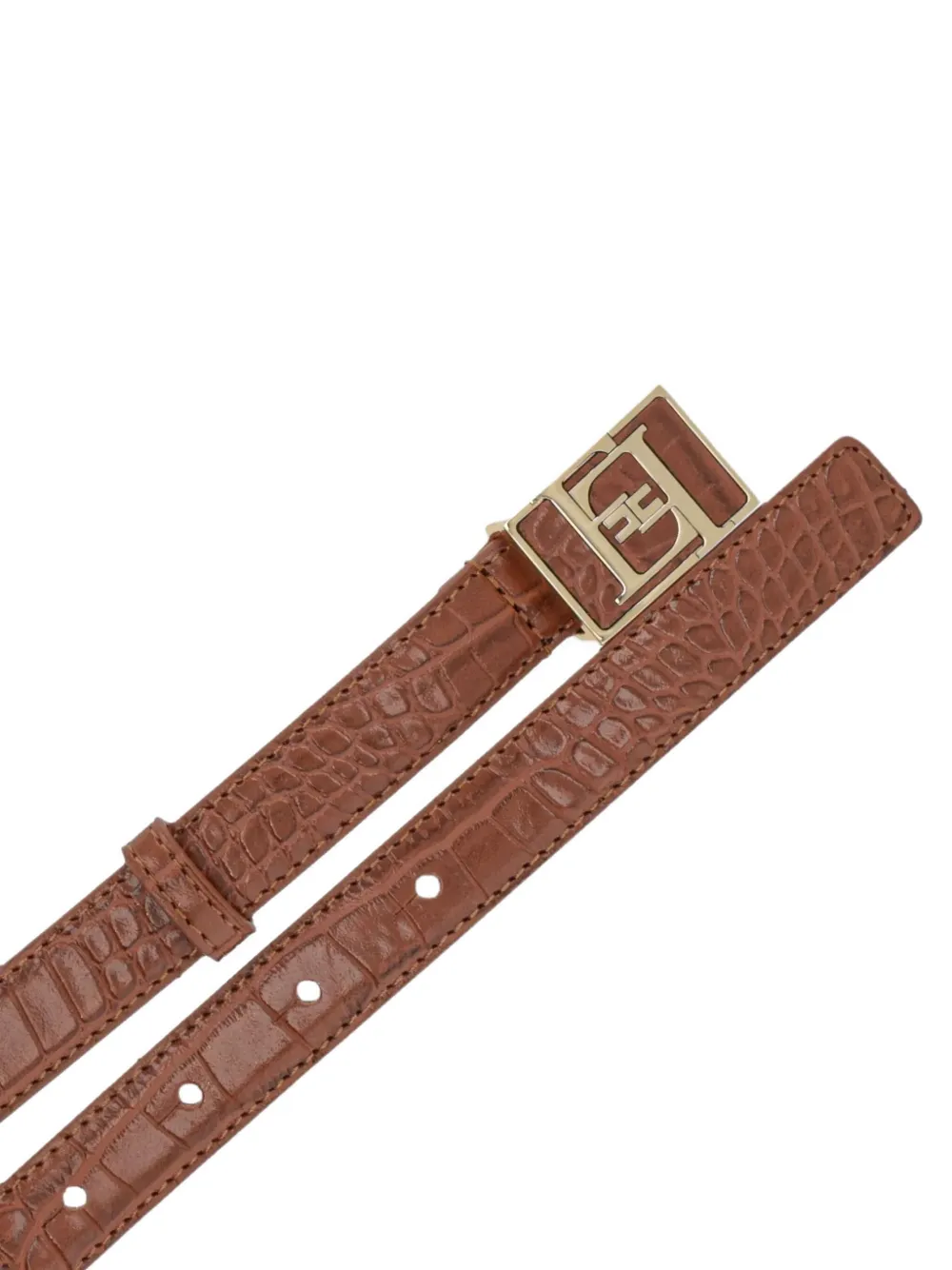 Elisabetta Franchi Crocodile-effect Belt In Brown