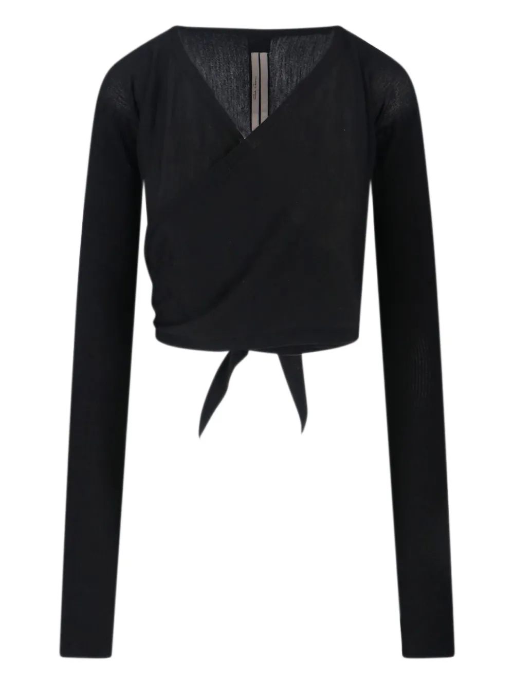 Rick Owens V-neck Knit Top With Crossed Front Detail In Black