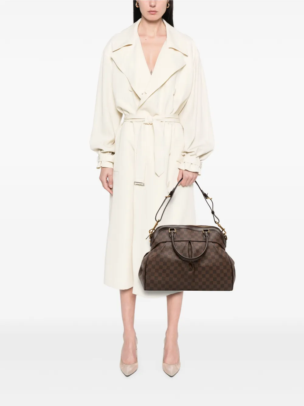 Pre-owned Louis Vuitton 2009 Damier Ebene Trevi Gm Satchel In Brown